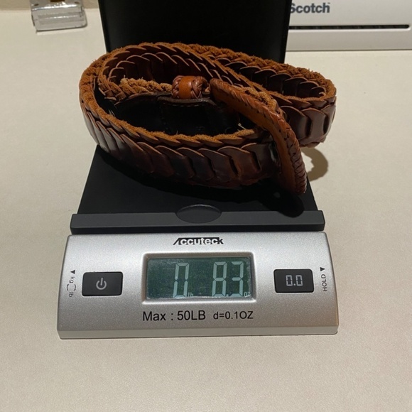 VTG Unbranded Women's Leather Chain Belt‎ Sz M Wide Brown Boho 90's Chunky Thick - Picture 11 of 11